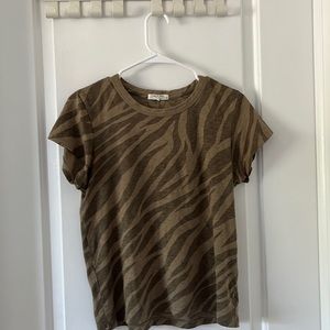 rag & bone Brown Zebra Print Short Sleeve Tee